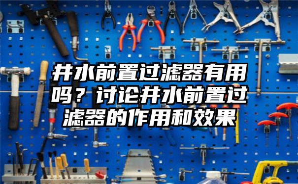 井水前置过滤器有用吗？讨论井水前置过滤器的作用和效果