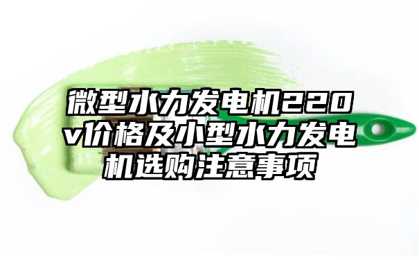 微型水力发电机220v价格及小型水力发电机选购注意事项