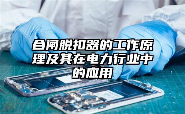 合闸脱扣器的工作原理及其在电力行业中的应用