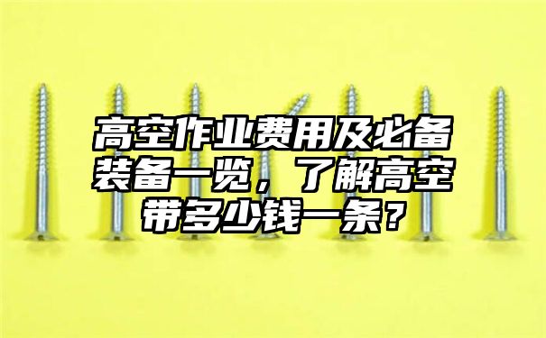 高空作业费用及必备装备一览，了解高空带多少钱一条？