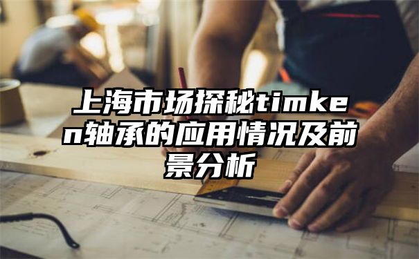 上海市场探秘timken轴承的应用情况及前景分析