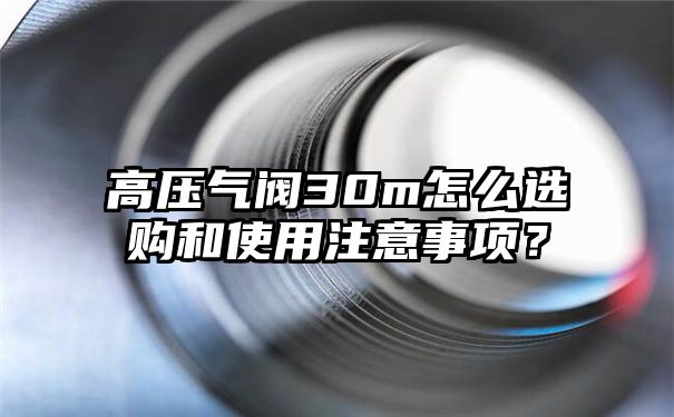 高压气阀30m怎么选购和使用注意事项？