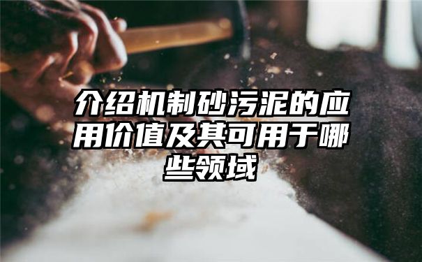 介绍机制砂污泥的应用价值及其可用于哪些领域